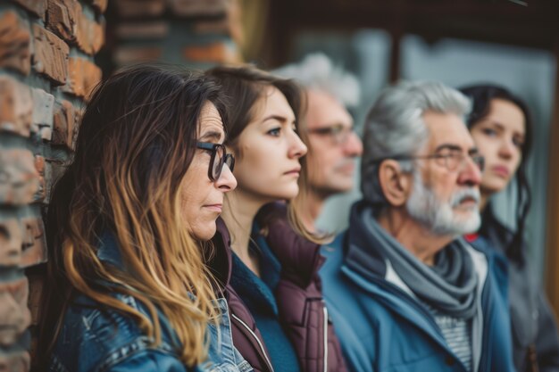 Porträt einer Familie mit mehreren Generationen, die aufgrund teurer Wohnungspreise den Haushalt teilen