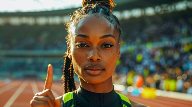 Porträt einer Frau, die an den Olympischen Spielen teilnimmt