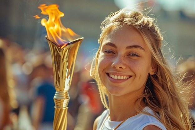 Porträt einer Frau, die an den Olympischen Spielen teilnimmt