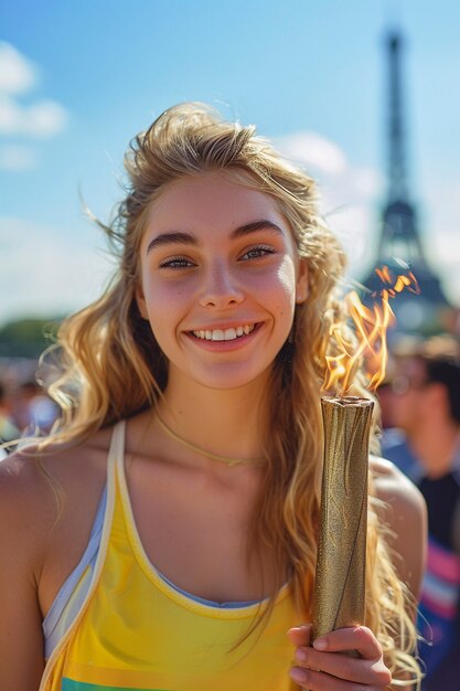 Porträt einer Frau, die an den Olympischen Spielen teilnimmt