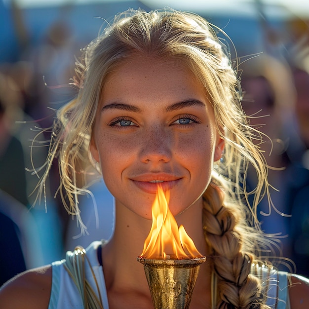 Porträt einer Frau, die an den Olympischen Spielen teilnimmt