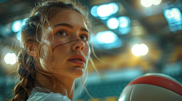 Porträt einer Frau, die an der Olympischen Meisterschaft teilnimmt