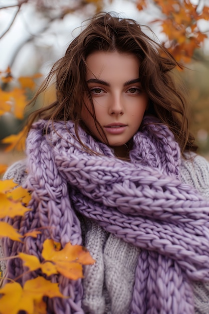 Kostenloses Foto porträt einer frau, die lavendelfarbene modekleidung für die farbe des jahres trägt