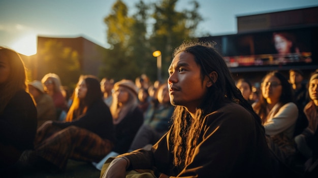 Porträt einer indigenen Person, die in das moderne Leben integriert ist