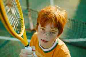 Kostenloses Foto porträt einer jungen person, die professionell tennis spielt