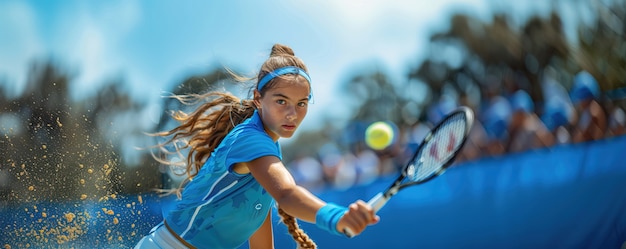 Porträt einer jungen Person, die professionell Tennis spielt