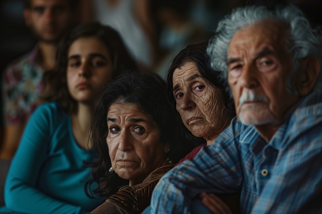 Kostenloses Foto porträt einer mehrgenerationsfamilie, die sich ein haus teilt, weil die preise auf dem wohnungsmarkt unerschwinglich gestiegen sind