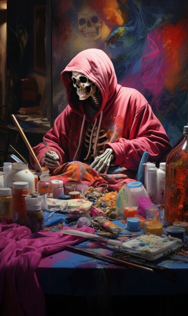 Porträt einer menschlichen Skelettmalerei