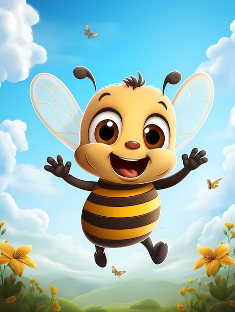 Porträt einer niedlichen animierten Biene