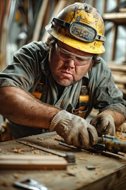 Porträt einer Person, die im Baugewerbe arbeitet