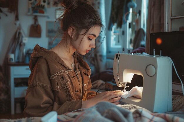Porträt einer Person, die Kunst und Handwerk macht