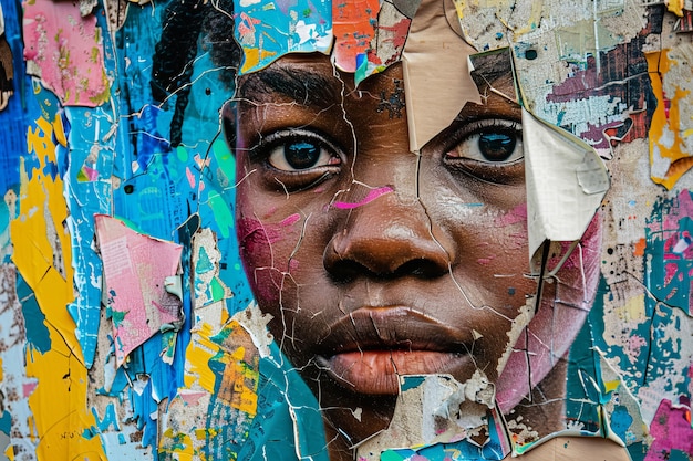 Kostenloses Foto porträt einer person für den tag des bewusstseins für autismus im collage-stil