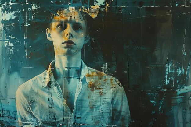Porträt einer Person für den Tag des Bewusstseins für Autismus im Collage-Stil