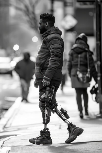 Porträt einer Person mit einem futuristischen bionischen Körperteil