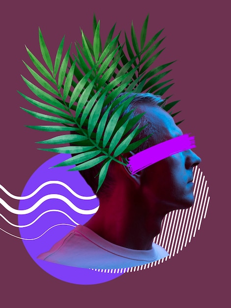 Porträt einer Person mit Naturelementen
