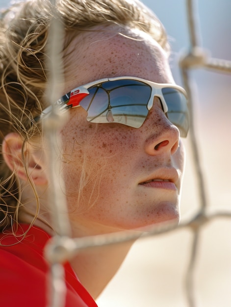 Kostenloses Foto porträt einer sportlichen frau, die im turnier der olympischen spiele antritt