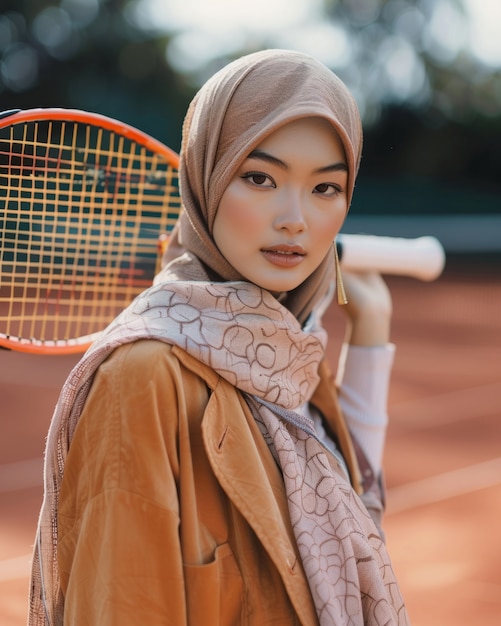 Kostenloses Foto porträt einer weiblichen tennisspielerin