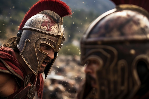 Kostenloses Foto porträt eines antiken griechischen kämpfers