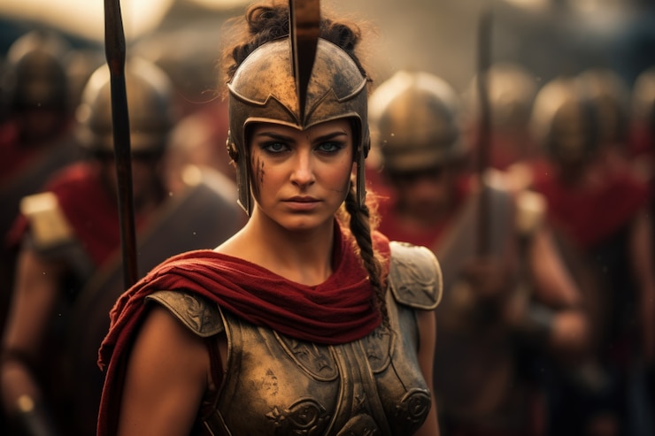 Kostenlose Foto porträt eines antiken griechischen spartanischen kriegers