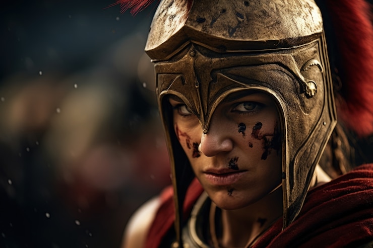 Kostenlose Foto porträt eines antiken griechischen spartanischen kriegers