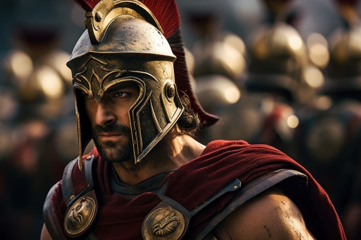 Kostenlose Foto porträt eines antiken griechischen spartans