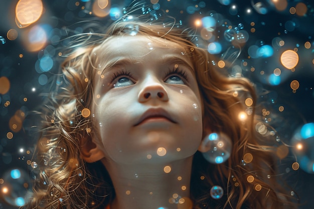 Kostenloses Foto porträt eines autistischen kindes in einer fantasiewelt