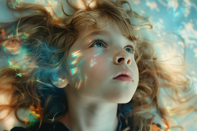 Kostenloses Foto porträt eines autistischen kindes in einer fantasiewelt