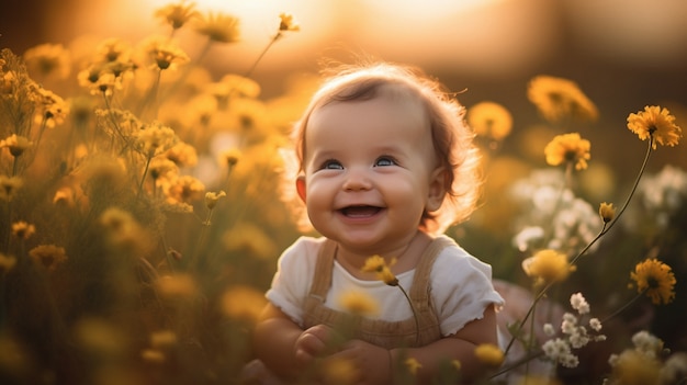 Kostenloses Foto porträt eines entzückenden neugeborenen auf dem feld