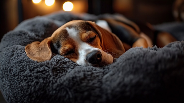 Kostenlose Foto porträt eines entzückenden schlafenden beagles