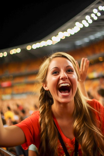 Porträt eines Fußballspielfans, der das Spiel genießt