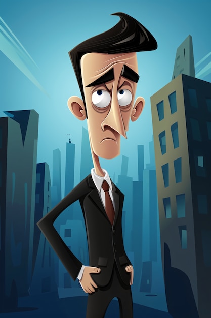Porträt eines Geschäftsmannes im Cartoon-Stil