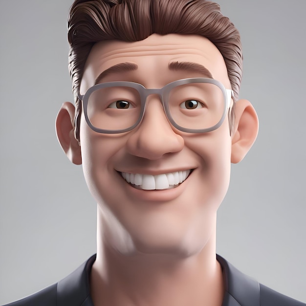 Kostenloses Foto porträt eines glücklichen jungen mannes mit brille 3d-render