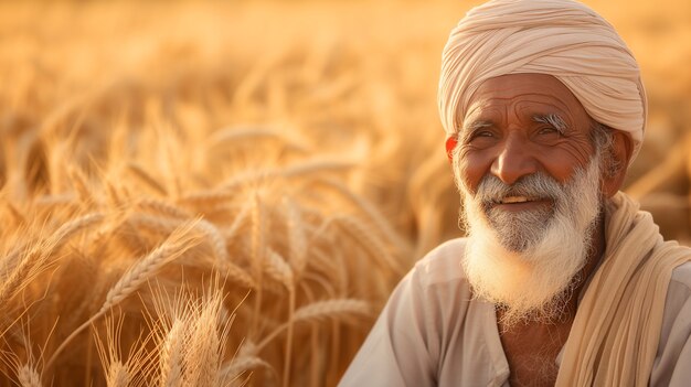 Porträt eines indischen Mannes, der das Baisakhi-Festival feiert