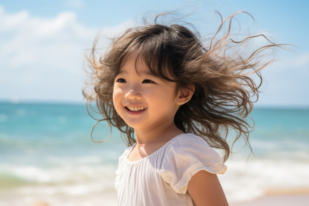 Porträt eines jungen Mädchens am Strand