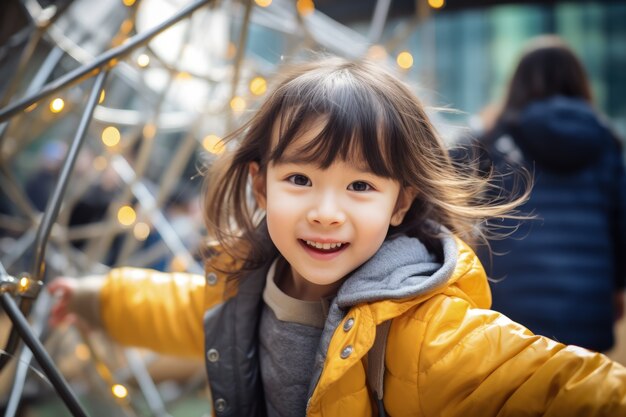 Kostenloses Foto porträt eines jungen mädchens auf dem spielplatz