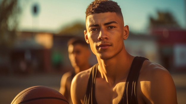 Kostenloses Foto porträt eines jungen männlichen basketballspielers