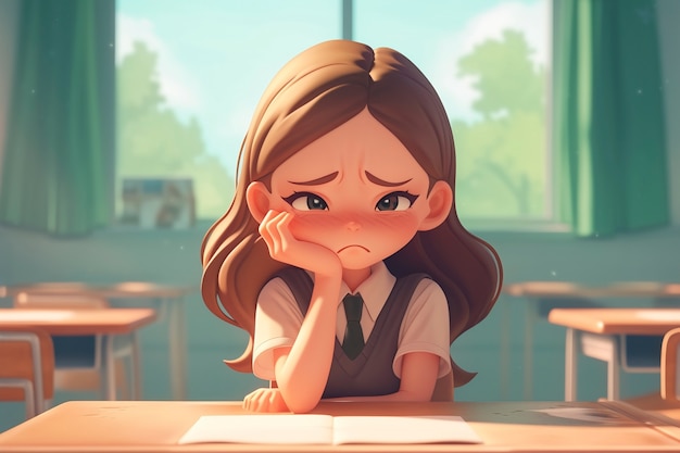 Porträt eines jungen traurigen Schülers, der in der Schule gemobbt wird