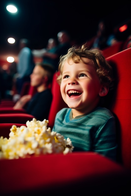 Porträt eines kleinen Jungen im Kino