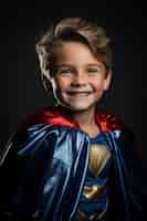 Kostenloses Foto porträt eines kleinen jungen im superman-kostüm