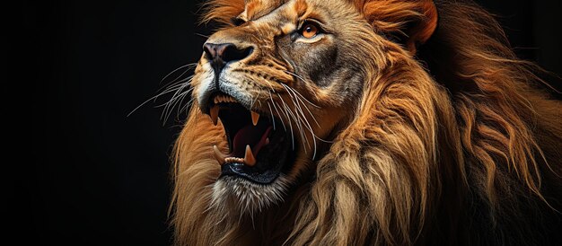 Porträt eines Löwen auf schwarzem Hintergrund im Studio