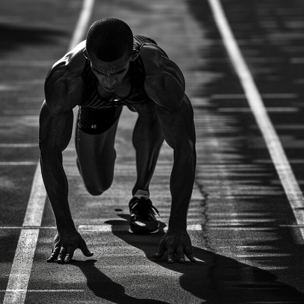 Porträt eines Mannes, der auf der Leichtathletik läuft