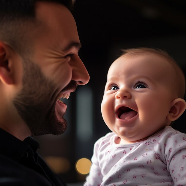 Porträt eines neugeborenen Babys mit Vater