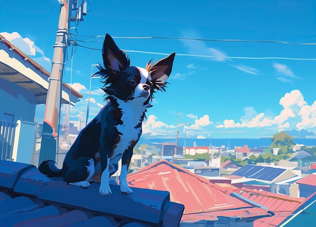 Kostenloses Foto porträt eines niedlichen hundes im anime-stil