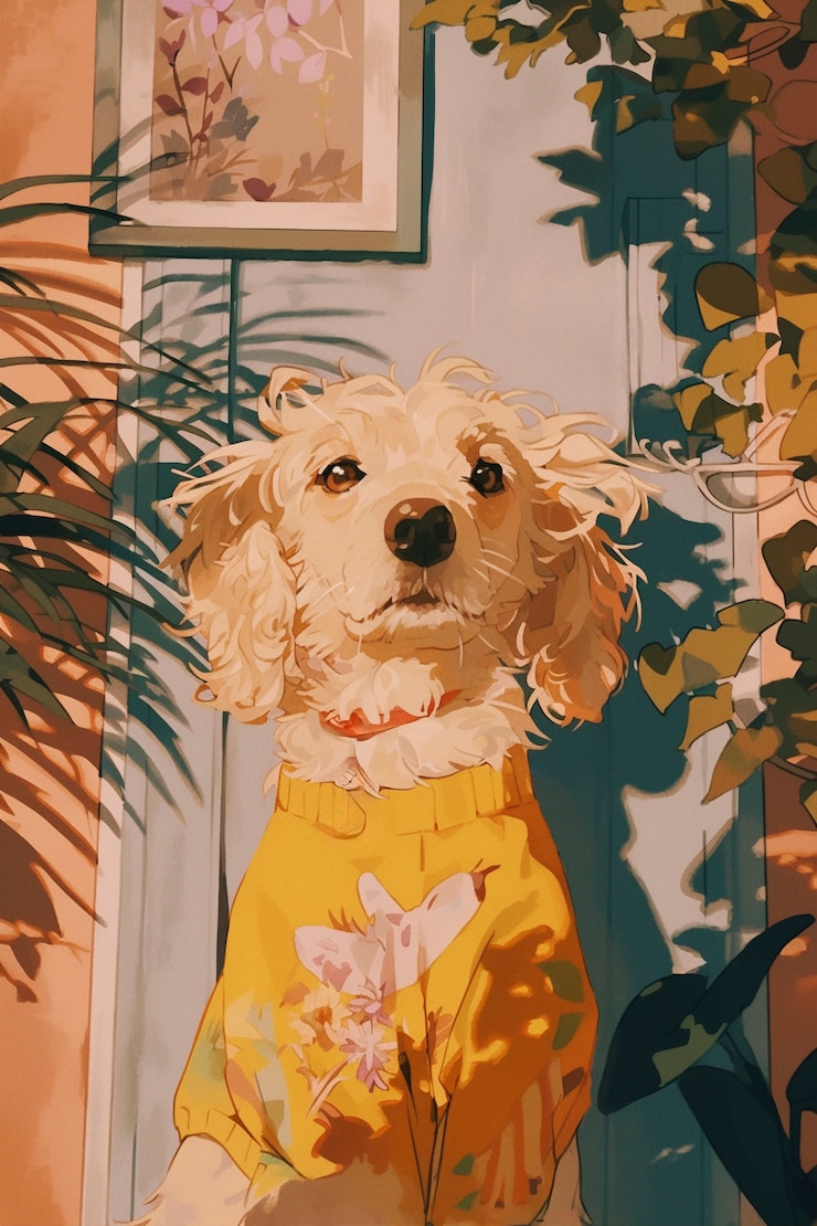Kostenlose Foto porträt eines niedlichen hundes im anime-stil