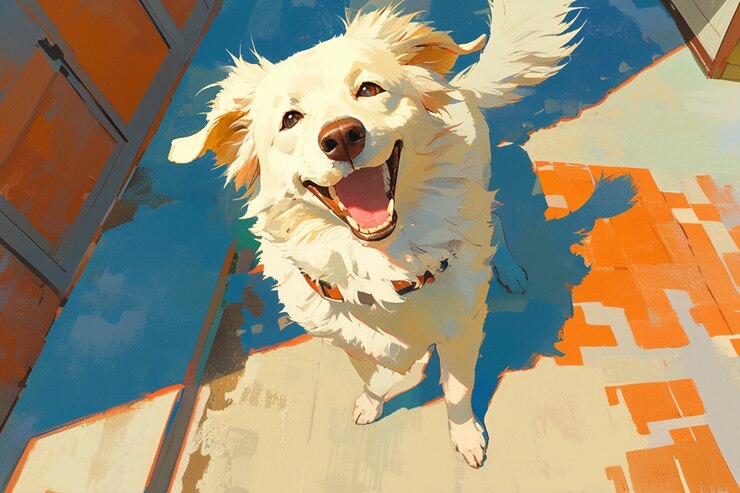 Kostenlose Foto porträt eines niedlichen hundes im anime-stil