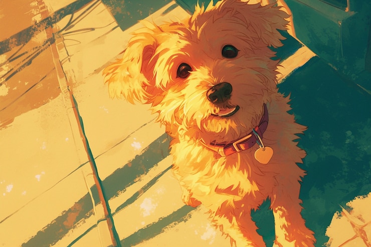 Kostenlose Foto porträt eines niedlichen hundes im anime-stil