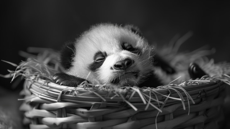 Kostenlose Foto porträt eines pandabären in schwarz-weiß