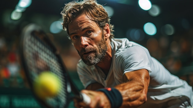 Kostenloses Foto porträt eines sportlichen männlichen tennisspielers