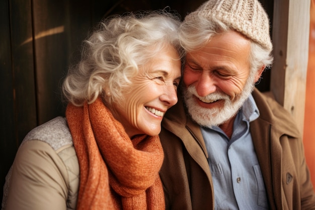 Porträt eines verliebten älteren Paares, das Zuneigung zeigt