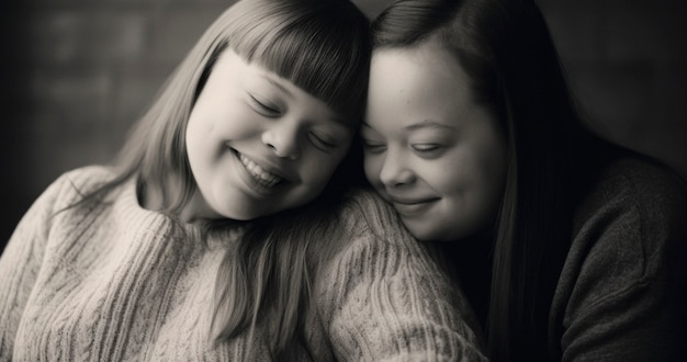 Kostenloses Foto porträt glücklicher frauen in schwarz-weiß